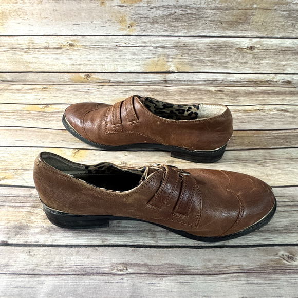 Gianni Bini Womens Cognac Brown Leather Monk Strap Wingtip Oxford Shoes 8M - Picture 5 of 8